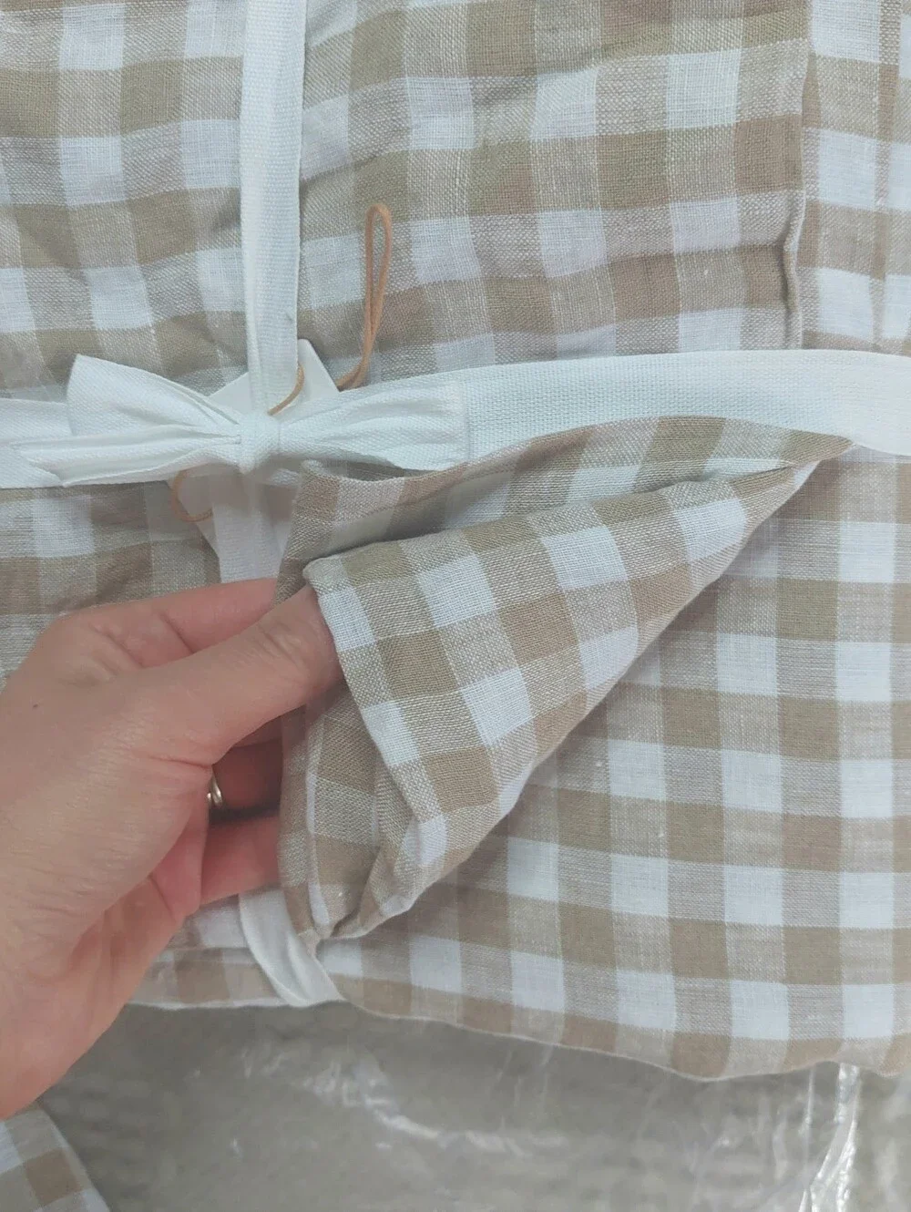 NWT! Quince European Linen Cafe Gingham Duvet Cover & 1 Sham! Sz. Twin(762)